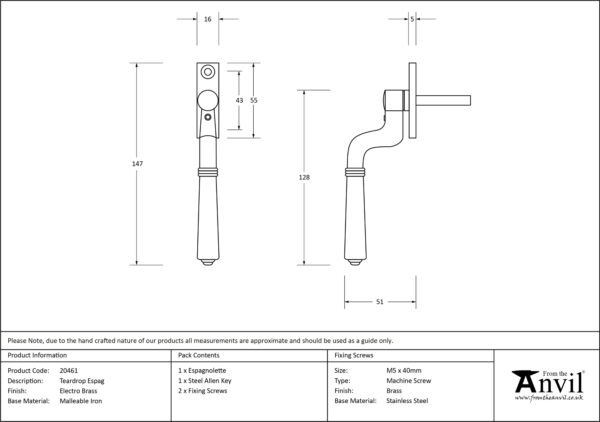 electro brass teardrop espag