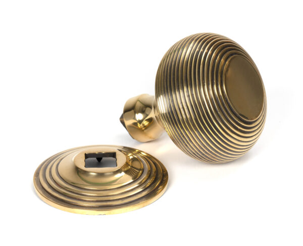 aged brass beehive centre door knob