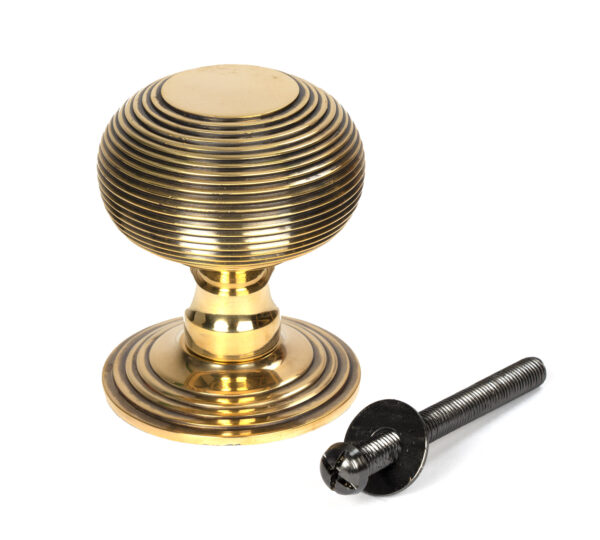 aged brass beehive centre door knob