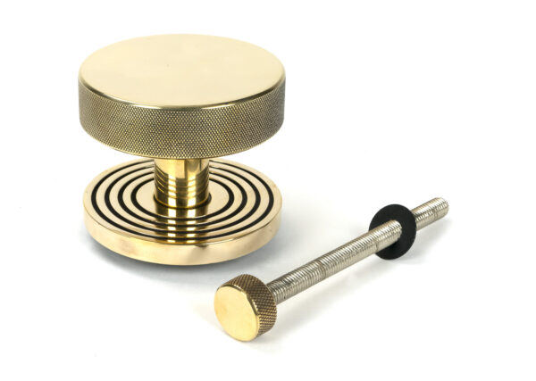 aged brass brompton centre door knob (beehive)