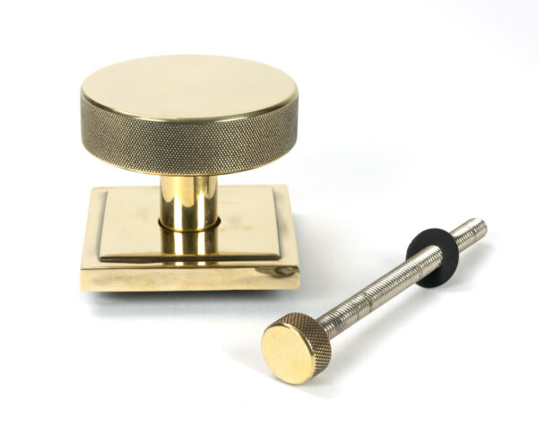 aged brass brompton centre door knob (square)