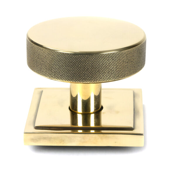 aged brass brompton centre door knob (square)
