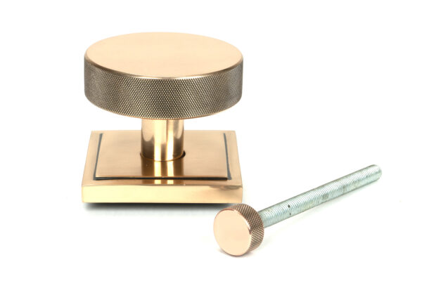 polished bronze brompton centre door knob (square)