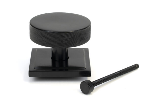 black brompton centre door knob (square)